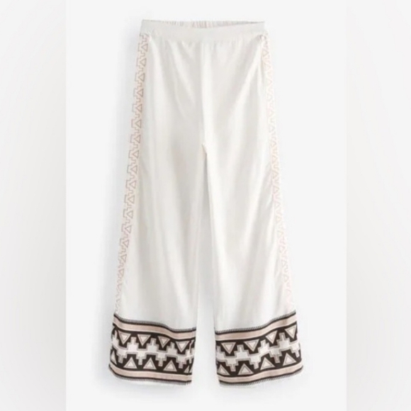 NEXT DIRECT - ECRU white wide leg abstract print pant - BNWT - Picture 5 of 5